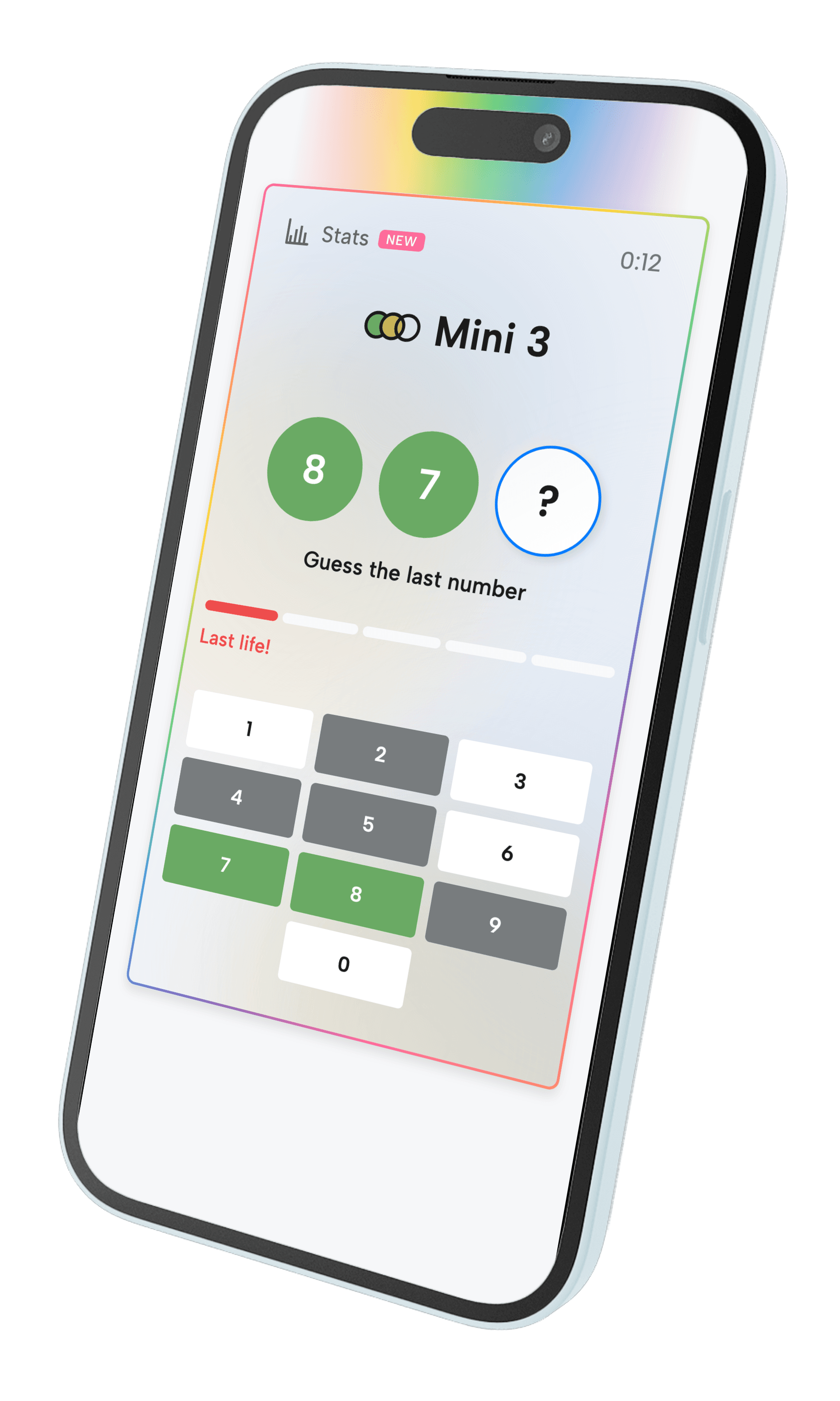 Mini 3 game demo showing the number guessing interface